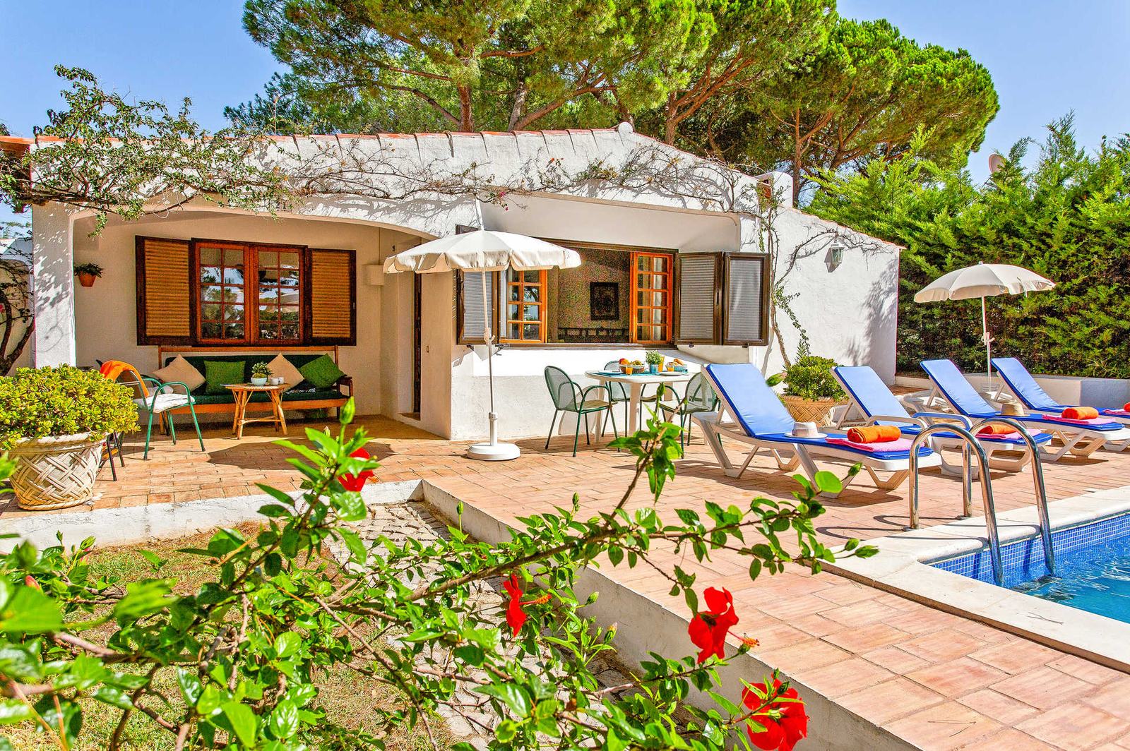 Terrace and private pool at Villa Simão, a holiday villa in Albufeira near Santa Eulália Beach